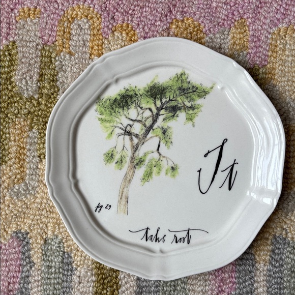 Anthropologie Other - 🌳Anthropologie Linea Carta Monogram Canapé Plate T Take Root EUC